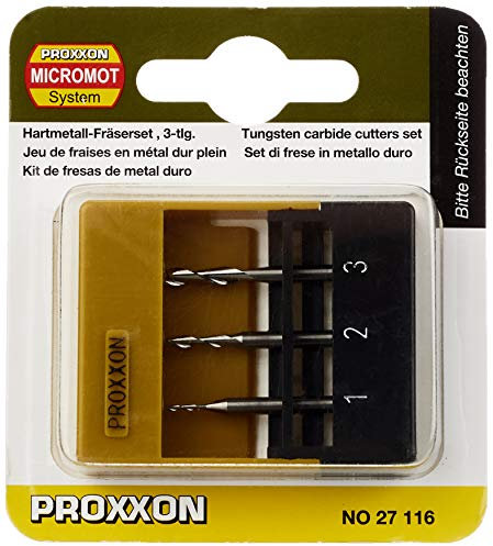 PROXXON 27116 Solid Carbide End Mill Set 3 Piece Set