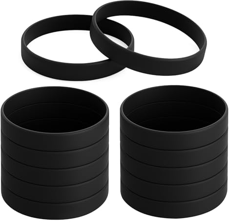 GOGO 12 st silikonarmband för vuxen, gummiarmband, festtillbehör – svart