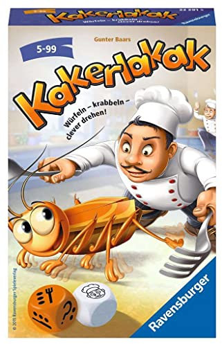 Ravensburger 23391 - Kakerlakak, Mitbringspiel für 2-4 Spieler, Kinderspiel ab 5 Jahren, kompaktes Format, Reisespiel, Brettspiel