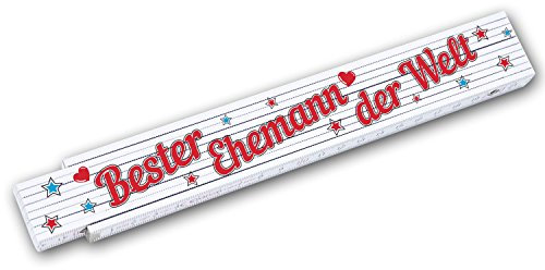 Zollstock Meterstab 2 m mit Schriftzug Bester Ehemann der Welt Geschenkidee zum Geburtstag Männertag Weihnachten Jahrestag Hochzeit Mann Handwerker