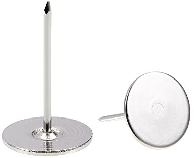 sourcing map Tapicería Clavos Tachuelas 19mmx30mm Plana Cabeza Muebles Clavos Plateado Tono para Muebles Sofá Cabeceros, 20 Piezas