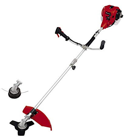 Einhell Benzin-Sense GC-BC 25/1 I AS (0.6 kW, vibrationsarmer 2-Takt-Motor, Bikegriff, Split Shaft, 3-Zahn-Messer + Doppelfadenspule mit Tippautomatik, Quick-Start)