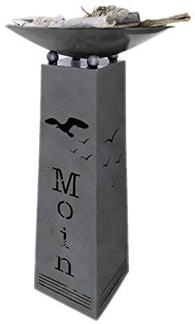 GILDE Metallständer Schalenständer Moin mit Möwen Höhe ca. 95cm, Schalendurchmesser ca. 46cm