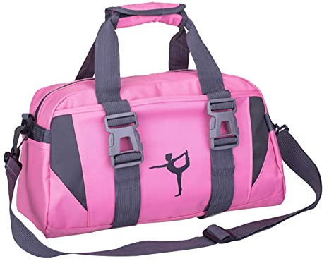 Sport gymväskor för kvinnor yogaväska balettdans duffelväska för flickor övernattningsväskor för flickor helgväskor, Rosa, S, Handbagage storlek