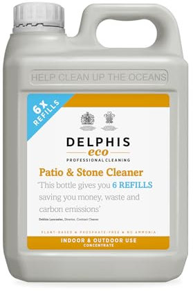 Delphis Eco Patio & Stone Cleaner 2 Litre Refill | Indoor & Outdoor Use | Eco Friendly Patio Cleaner | Removes deep stains, moss, algae, black spots, lichen grease, soot, limescale, rust & more