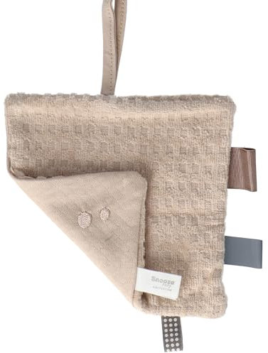 Snoozebaby Schmusetuch Baby - Kuscheltuch 15x15 cm mit Befestigung für Schnuller - 100% Bio Baumwolle Schnuffeltuch - Braun - Desert Sand