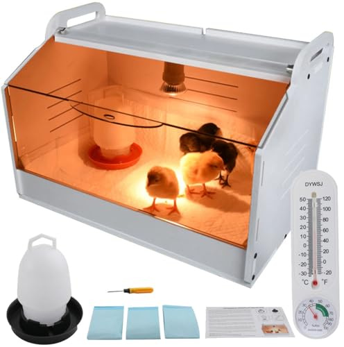Brutinkubator Küken Aufzucht Box Küken Wärmeplatte Kükenheim Kükenwärmebox | mit Thermometer & Wärme Lampe Aufzucht Reptilien Geflügel Inkubator 48x30x32cm für Geflügel, Reptilien und Kleintiere