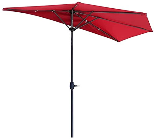 Ombrellone Mezzaluna a Muro Ø 2,70xH2,35 mt, Ombrellone da Esterno da Balcone con Meccanismo a Manovella, Rosso