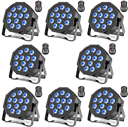 ZonQoonz 8PCS RGBW Akku Bühnenlicht, 24 W Wiederaufladbare Par Licht mit Funktion Timer und 7 Beleuchtung Modi, 8 CH Akku Strahler Outdoor für Hochzeit Bar DJ Show Disco