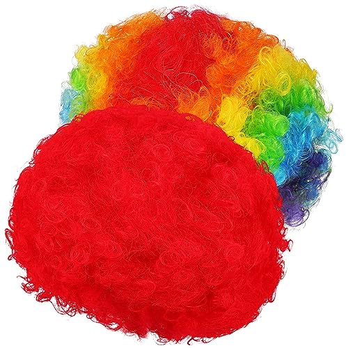 BESPORTBLE 2st Verrückte Party Kostüm Perücke Zirkus Kostüm Perücke Zopf Regenbogen Bunt Clown Deko Clown- Rot Schmücken P Seide Männer Und Frauen