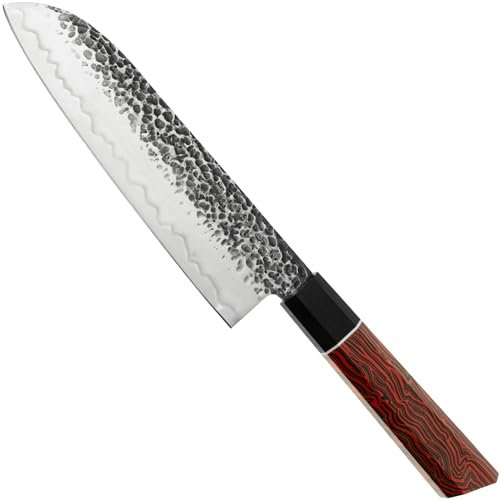 Eden Elements Cuchillo Santoku 2001-318, 19 cm, Cuchillo de Cocina Oriental de Acero Inoxidable con Mango de Colores
