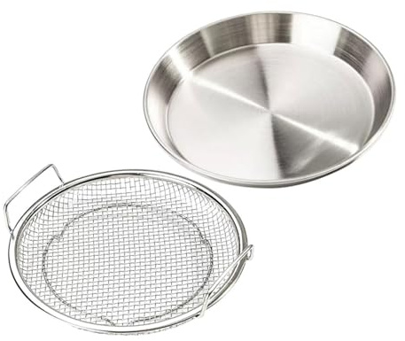 MOLUCKFU Piatto Colapolvere per Fritti 20cm in Acciaio Inox Manici | Argento, Set Singolo, Rete per Scolo Dell’olio, Profilo Moderno e Uso Versatile