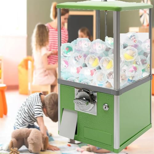 YANGYMM Capsules Vending Machine, Candy Gumball Machine, Automatic Capsule Vending Machine for Retail Stores, Round Capsules Bouncy Ball Dispenser for 4.5-5.5cm for Game Stores,Vert