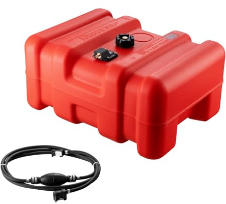 VEVOR Marine Tank, 14.53 Gallon/55L, Boat Tank with 9.8 ft Long Hose, Two-Way Vent Cap, High-Density Polyethylene, Leak-Proof, Visible Gauge, Easy to Carry, for Outboard Engine Fishing Boat Yacht