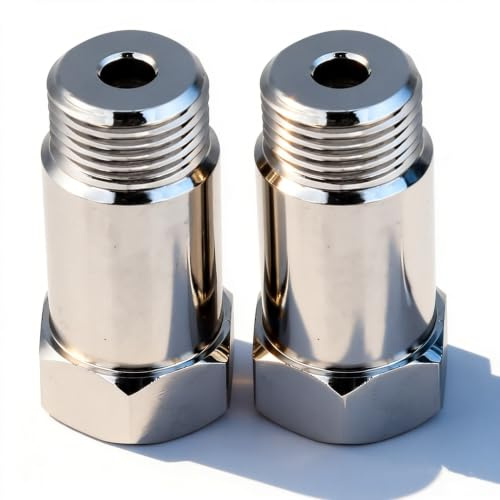 2 Stück O2 Sensor Adapter M18 x 1 5 Verlängerungs Abstandshalter 45mm für universelle Montage am Abgassystem mit M18 1 5 Sensorloch Silber Set mit 2 Stück