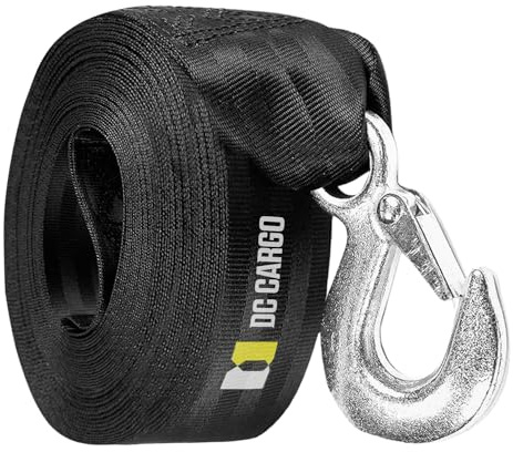 DC Cargo Boat Trailer Winch Strap with Hook (2 x 20') | 3,000LB Break Strength | Superior Marine Boat Winch Straps for Securely Fastening Boats, Jet Skis| Winch & Bolts NOT Included