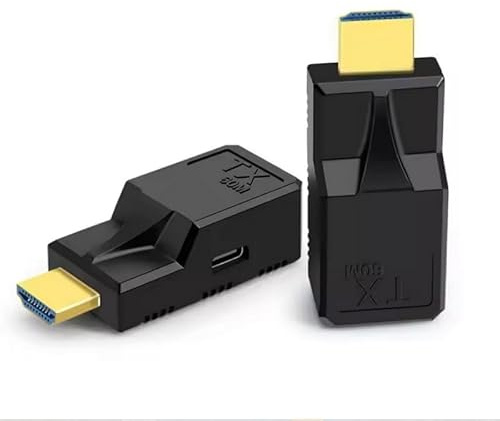 DUOBAGMA Rallonge HDMI 60 m sur câble simple RJ45 Cat6 1080P HDMI Ethernet Extender Transmetteur vidéo Adaptateur pour PC Loptop HDTV Moniteur
