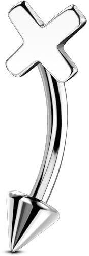 OUFER 16G Titan G23 Rook Piercing Schmuck Innengewinde Daith Helix Earring Knorpel CZ Eyebrow Vertikal Labret Lip Bars Conch Ring Curved Barbell Tragus Damen 8 mm