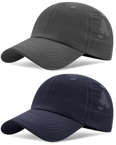 TAGVO Basecap mesh män kvinnor, 2 stycken snabbtorkande UV-skydd baseballkeps, ventilerande lätt vikbar sport löpning basebollkeps för utomhus tennis, golf, fiske, resor, vandring, Mörkgrå och