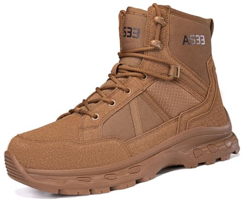 Botines de los hombres militares tácticos botas de combate transpirable desierto botas, marrón, 40 EU