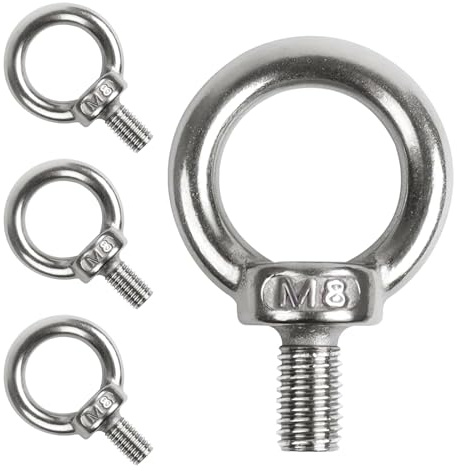 4 Stück Ringschraube M8, Edelstahl 304 Augenschraube mit Außengewinde, Osenschraube Edelstahl, für das Befestigen von hängenden Objekten, Blumentöpfen, Schaukelständern und Mehr (M8*15mm)