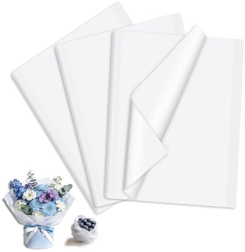 120 Feuilles Papier de Soie,35x50cm,Papier de Soie Emballage pour Cadeau Fleurs,Pâques, Mariage,Saint-Valentin,DIY Décoration (Blanc)