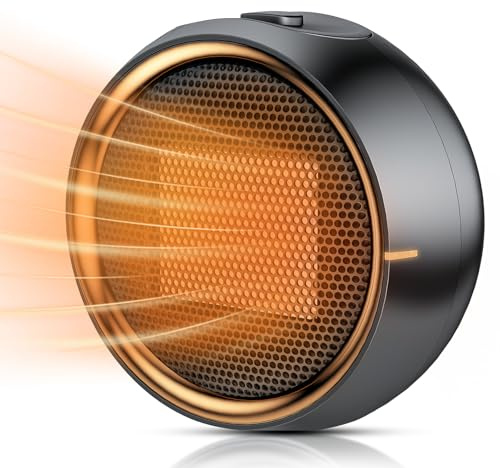 Space Heater, Portable Electric 500W PTC Ceramic Heaters for Indoor Use, Efficient Fast Heating, Tip-Over & Overheat Protection, Quiet Small Mini Desk Heater for Bedroom Home Office