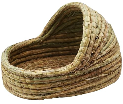 Toyvian Nido para Hámster y Mascotas Pequeñas de Paja Verde, Seguro para Morder y Fácil de Limpiar, Cama Cómoda Adecuado para Conejos y Cobayas en Interiores