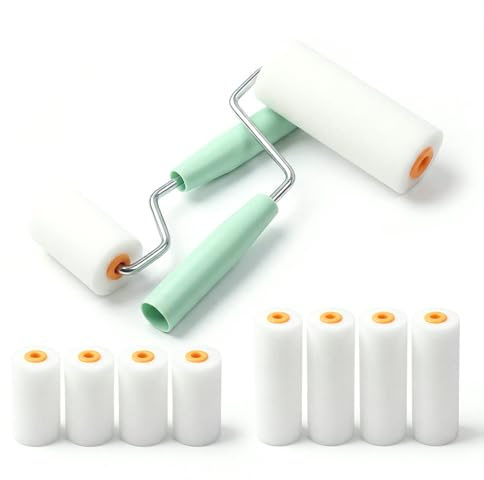 12Pcs Small Rollers for Painting, Sponge Foam | 12Pcs Small Rollers for Painting, Sponge Foam Set with 2 Handles, for Wood, Metal, Skirting, Window Sill & Door