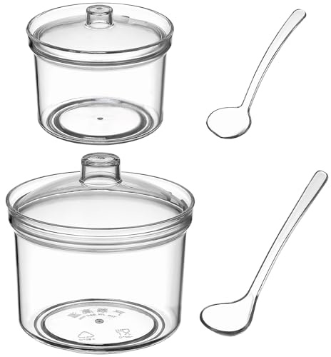 IMUSINICE 2 Set Barattoli Sale Zucchero Caffè, Contenitore Spezie in Acrilico Trasparente, 2 Cucchiaini, Resistente a 60 °c per Cucina
