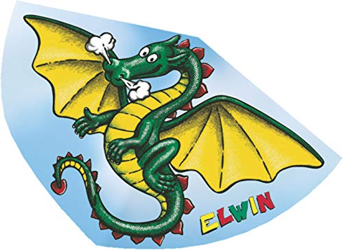 Günther Flugspiele 1181 - Einleiner-Drachen Elwin, ca. 92 x 62 cm, Kinderdrachen aus robuster PE-Folie, für Kinder ab 4 Jahren, inkl. Griff und Drachenschnur