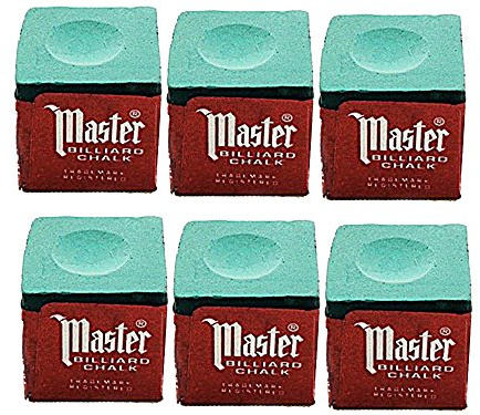 Half Dozen Green Master Pool Cue Chalk (6 Pieces) by Master