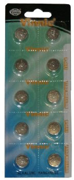 Vinnic Lot de 10 piles bouton AG13/LR44/GPA76/L1154/RW82