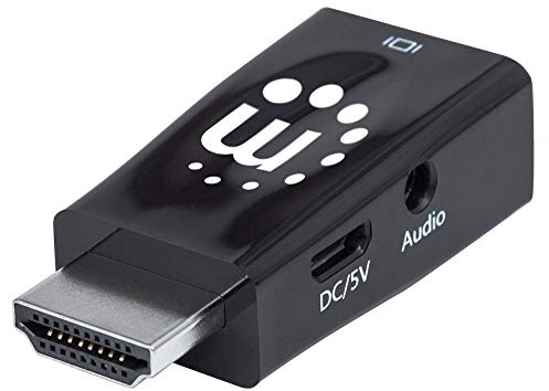 Manhattan 151542 HDMI auf VGA-Mikrokonverter HDMI-Stecker auf VGA-Buchse mit Audio optionaler USB Micro B-Stromport Schwarz