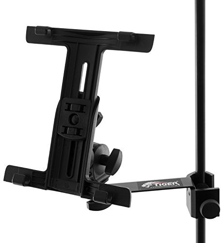 TIGER IMCA-BK Support de tablette et d'iPad pour microphone/pied de musique avec pince réglable - Noir