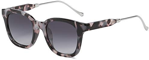 SOJOS Classic Square Polarized Sunglasses Womens Mens Retro Trendy UV400 Sunnies SJ2050, Black Tortoise/Grey