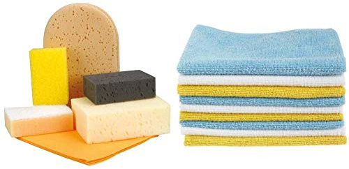 Nigrin 71414 Waschset 6-teilig & Amazon Basics Mikrofaser-Reinigungstücher, 24 Stück