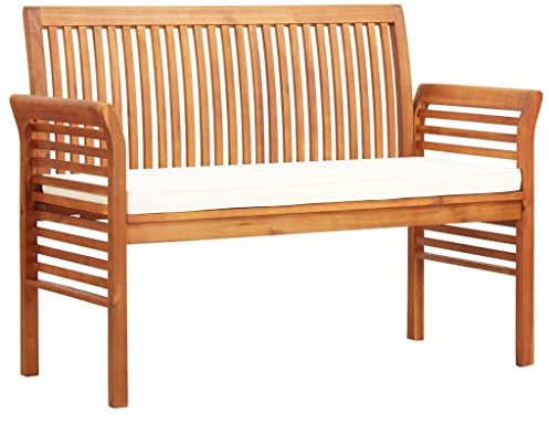 vidaXL Akazienholz Massiv Gartenbank 2-Sitzer mit Kissen Sitzbank Holzbank Parkbank Bank Gartenmöbel Balkonbank Terrassenbank 120cm