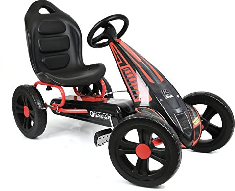 hauck Cyclone - Go-Kart für Kinder 4-10 Jahre Max. 55 kg mit Handbremse, Verstellbarer Schalensitz, EVA Räder Ø 29,1 cm, Geschlossener Kettenkasten, Outdoor Spielzeug Tretfahrzeug