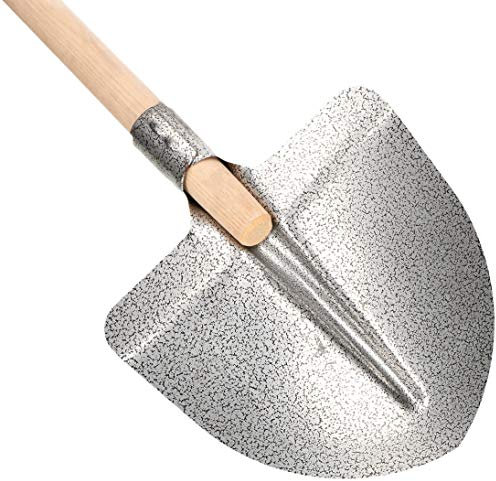 KOTARBAU® Pala de jardín de Frankfurt de 270 x 265 mm, para mango de 38 mm de diámetro, de acero para recoger alimentos a granel, con mango de madera