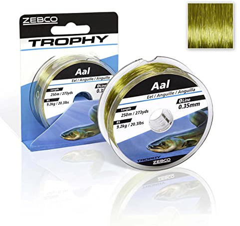 Zebco Qualitäts Trophy Aal monofile Angelschnur Angel-Zubehör Aalschnur, 0,25-0,40mm, Camou-hell,