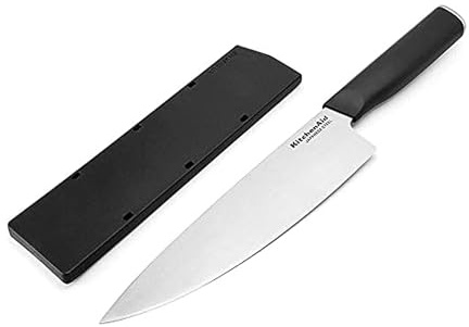 KitchenAid Klassisches Kochmesser mit passgenauer Klingenabdeckung, 20,3 cm, scharfes Küchenmesser, hochwertige japanische Klingenklinge, schwarz