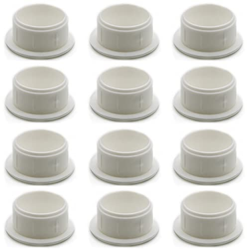 Enkotrade Pack of 12 Cover Plugs in White, 8 x 4 mm, Drill Hole Diameter 4 mm, Pipe Cover Made of High-Quality Polyethylene, Plastic Caps, Cover Cap, Plug, Blanking Plug, Sealing Cap