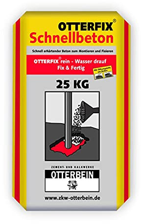 Otterfix Schnellbeton 25 kg Sack Beton Estrich Montagebeton Mörtel Fundament/ca. 13l Nassmörtel pro 25 kg Sack