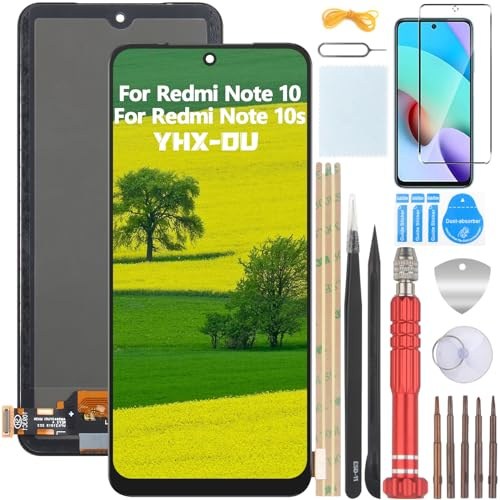 YHX-OU Incell LCD para Xiaomi Redmi Note 10 4G para Redmi Note 10s Pantalla Táctil de Reemplazo de Digitalizador y Herramienta (Negro) [No admite Huellas Dactilares]
