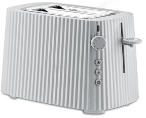 Alessi Plissé MDL08 W - Grille-Pain Design, Six Niveaux de Dorure, en Résine Thermoplastique, Fiche Européenne 850 W, Blanc