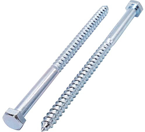 SKIR'CO (12 pcs) DIN 571 Zinc Plated Steel Hexagon Head Wood Screws M12 x 200 mm, Coach Screws, Hex Screw, Lag Bolts