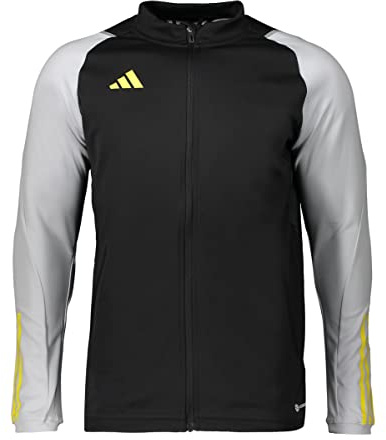 adidas Unisex - Bambini E Ragazzi Giacca Da Tuta Tiro 23 Competition Training Track Top, Black/Team Light Grey/Impact Yellow, HU1313, 152