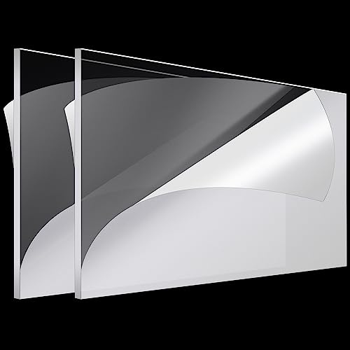 Roowest 2 Pcs 36 x 48 Inch, 1/4 Inch Thick Clear Acrylic Sheet Plastic Plexiglass Sheet Cut to Size Acrylic Board Panel for Craft Engraving Display