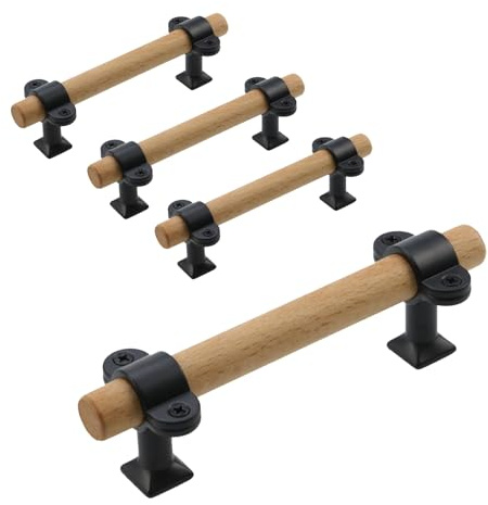 T Tulead Adjustable Wood Cabinet Handles Double Hole Furniture Handle Pulls Modern Drawer Wardrobe Pulls Handles 4PCS with Screws (L: 5.35, Hole Distance: Max. 3.78)